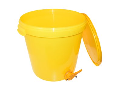 Nádoba 40 kg s kohoutem - bílá/žlutá