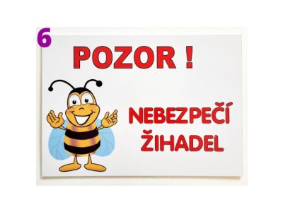 Cedule včelařská - typ 6 červenobíá
