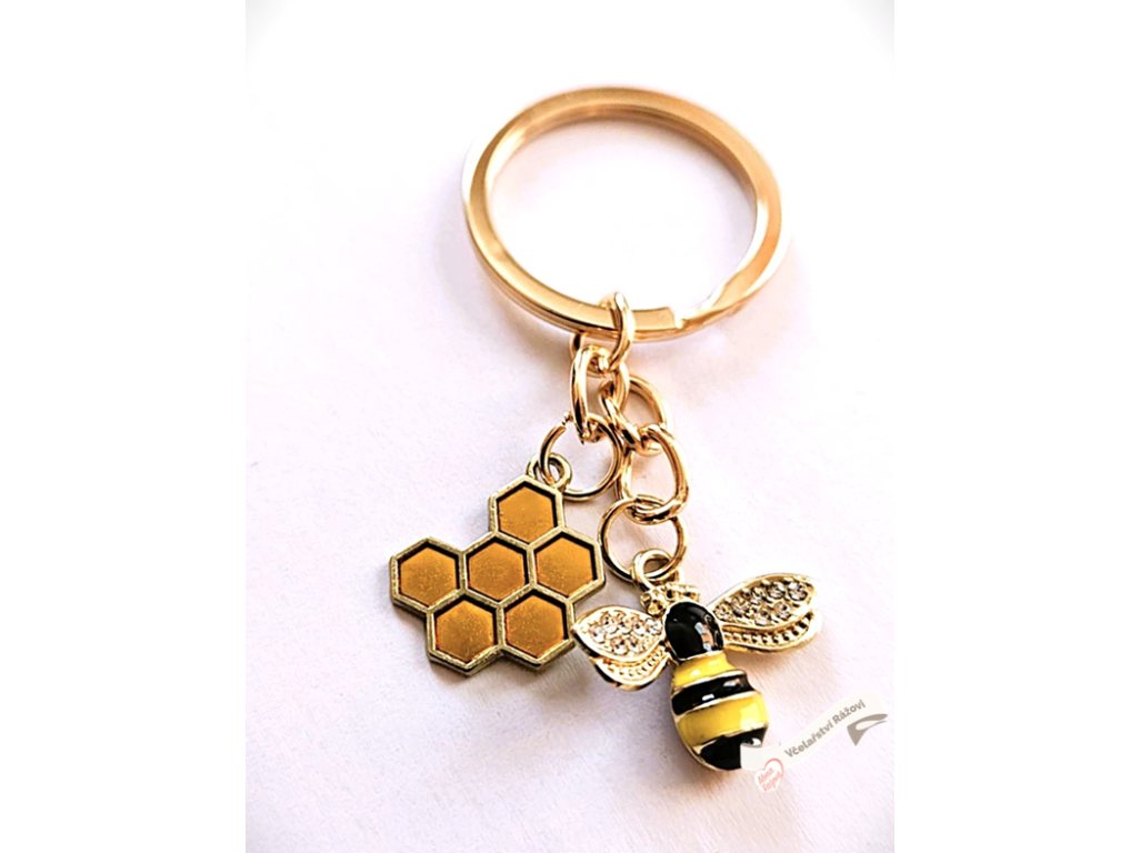 Přívěsek na klíče - Včelka s pláství